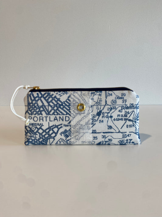 Clearance - Casco Bay Chart Mini Clutch in Blue & White