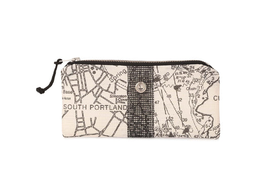 Casco Bay Chart in Black Mini-Clutch